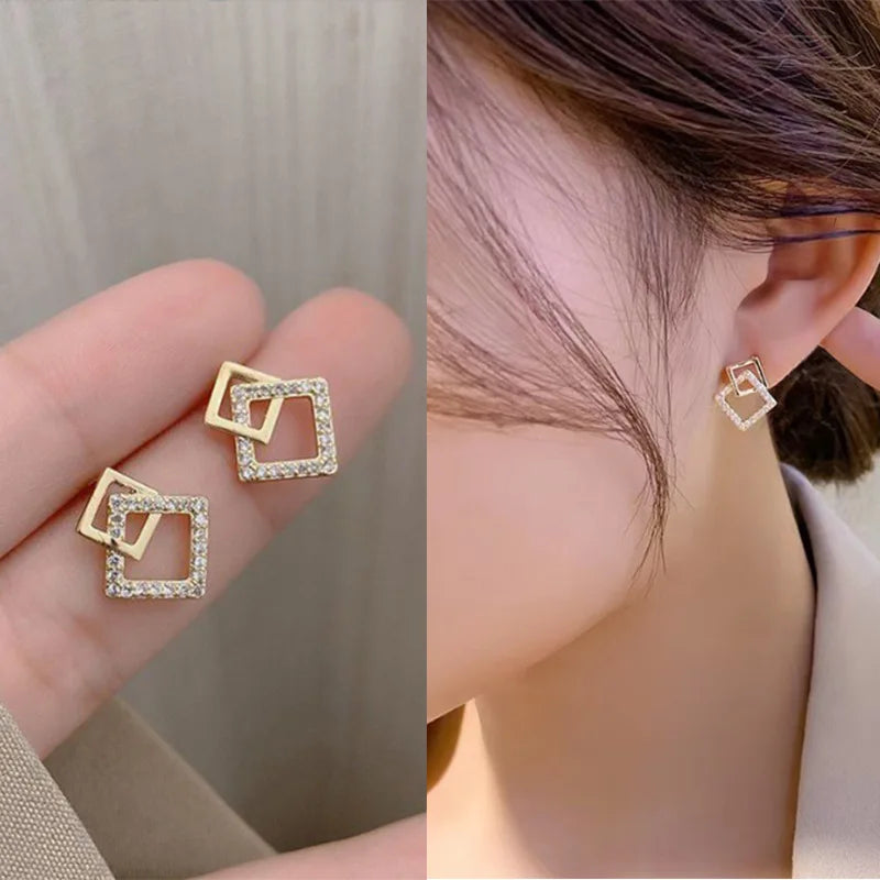 Rhombus Crystal Earrings