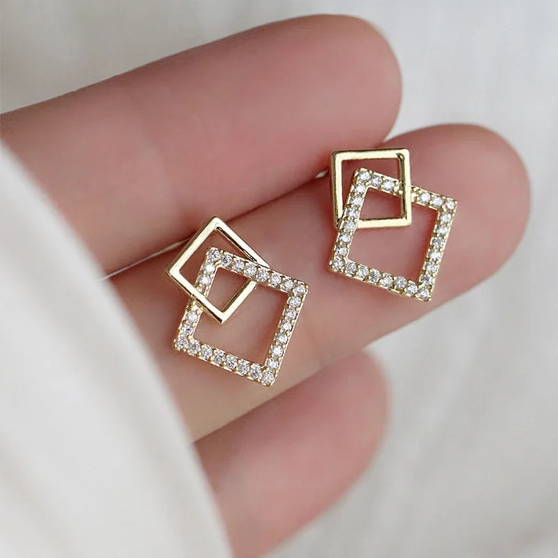 Rhombus Crystal Earrings