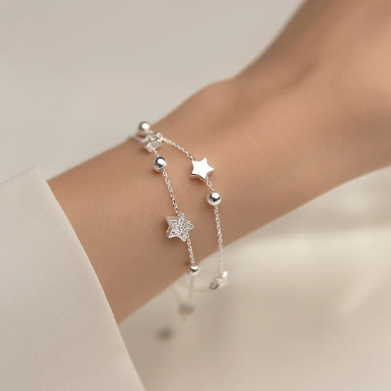 Double Star Beads Charm Bracelet